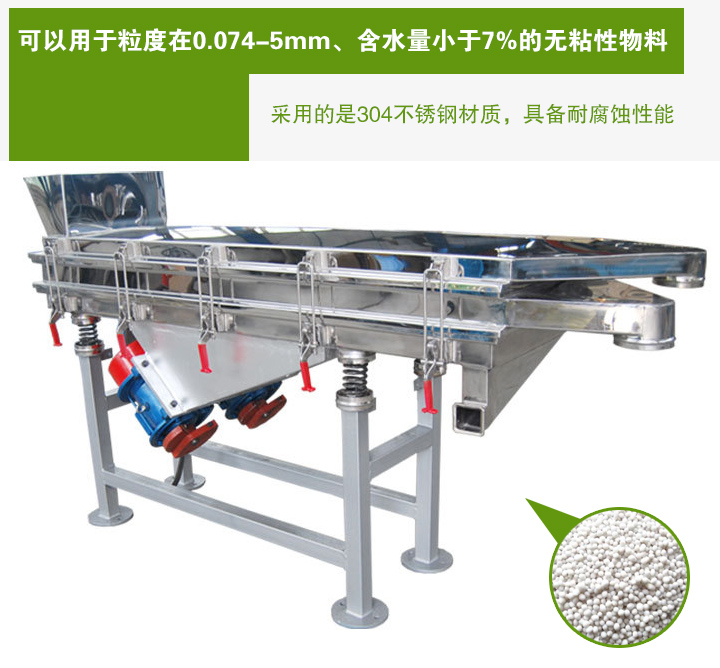 復(fù)合肥振動(dòng)篩采用的是304不銹鋼材質(zhì)，具備耐腐蝕性能